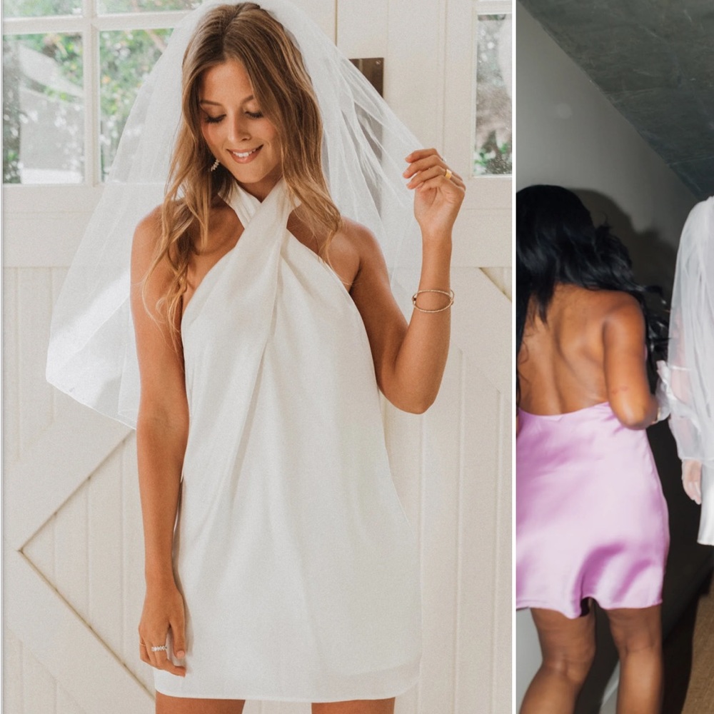 Show Me Your MuMu White Halter Mini Dress